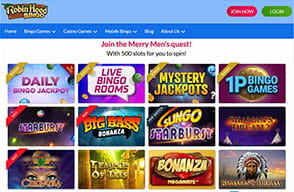 Enjoying a nice home page of Robin Hood Bingo