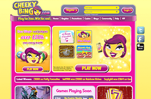 Home page of Cheeky Bingo